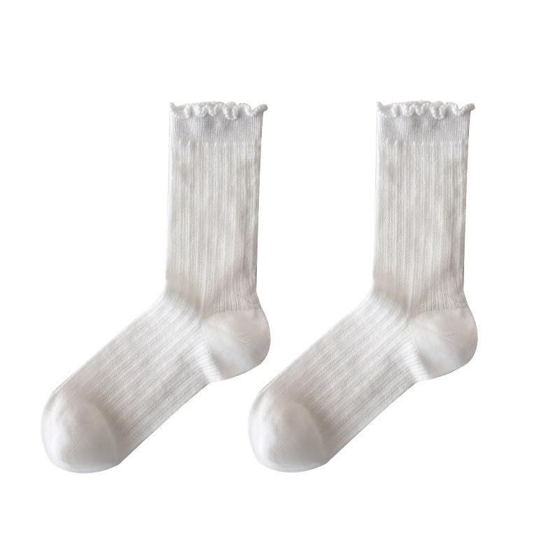 Summer Socks for Women, Thin Breathable and Sweat-absorbing Mid-calf Socks, Ballet-style Solid Color Pile Socks, Simple and Versatile Socks