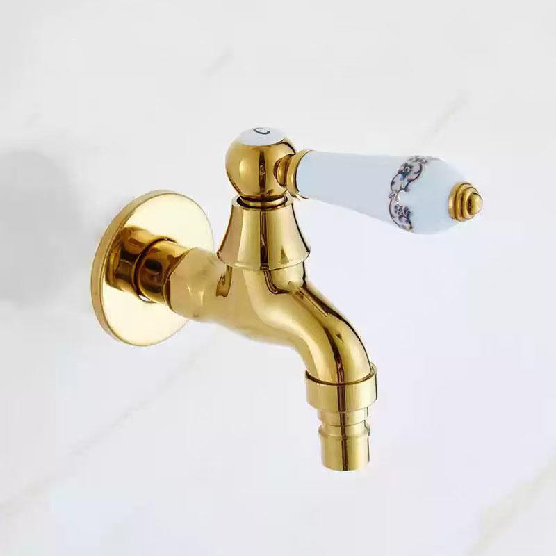 Grifo para Fregadero de Mopa de Estilo Europeo de Doble Uso con Rociador de Apertura Rápida - Agua Fría Única, Uno Entra Dos Salen
