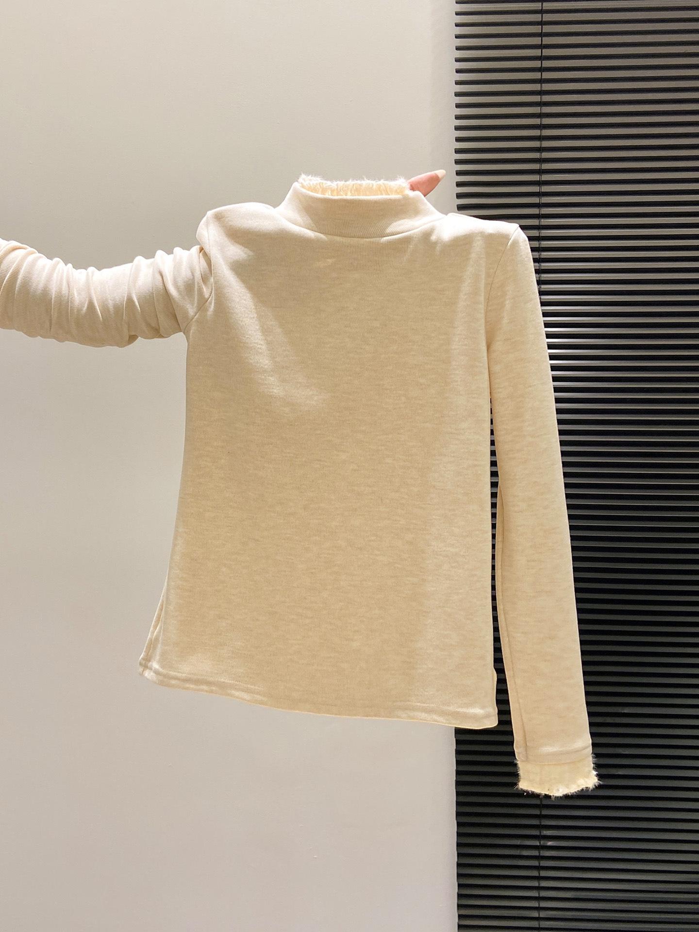 Women s High-Grade Lace Layered Stand-Collar Top: Warm Brushed, Long-Sleeved, Regular Shoulder, Fashionable Autumn/Winter Base Layer Shirt Large