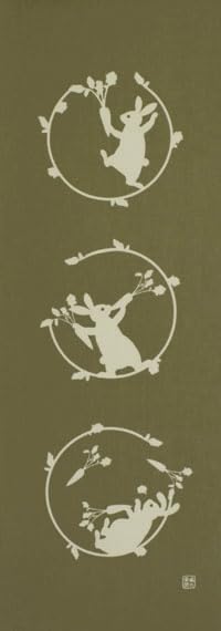 

Крашение полотенца для рук Анбо и аутентичное производство 35 см x 100 см Кролик Морковь, Коричневый Окрашено, 100% хлопок, Токуока, Япония,