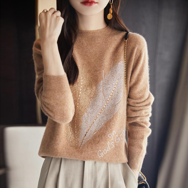 Women Sweater 100% Wool MODERN NEW SAGA Knit Pullover O-neck Thick Winter Jumpers Female Knit Tops