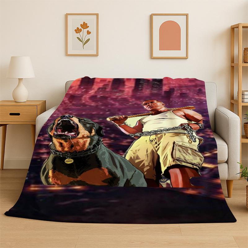 

GTA Grand Theft Auto Games Flannel Blanket Soft Warm Throw Blanket for Bedroom Living Room Bed Travel Camping Picnic Kid Gift 75x90cm