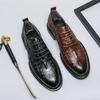 Men's leather shoes Brock business Amazon dress leather shoes engraved British large size foreign trade shoes single shoes