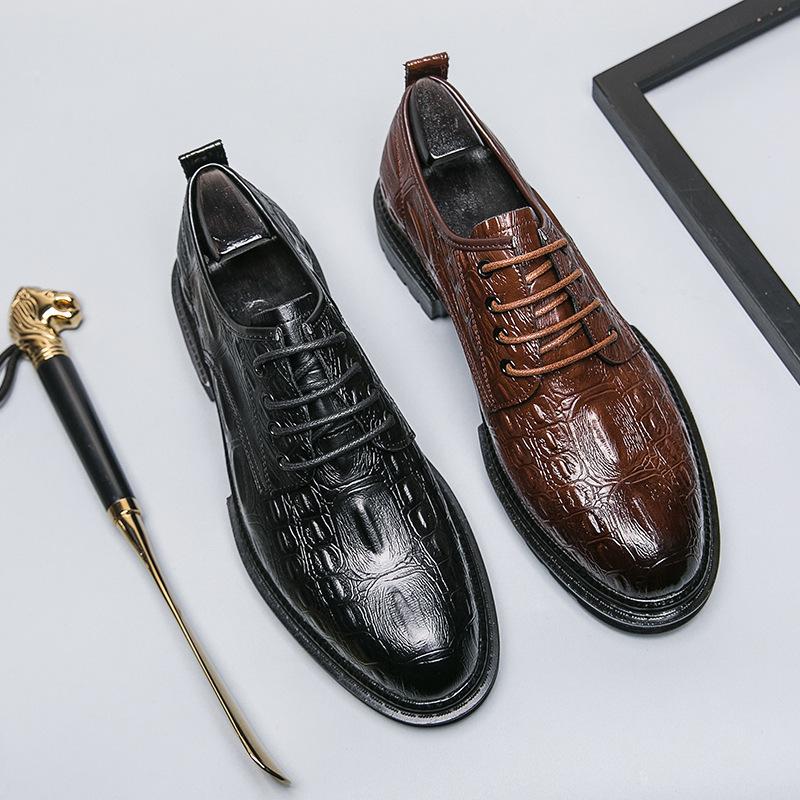 Men's leather shoes Brock business Amazon dress leather shoes engraved British large size foreign trade shoes single shoes