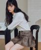 ZEROPLANET Sandy Leather Pleated Skirt [Brown]
