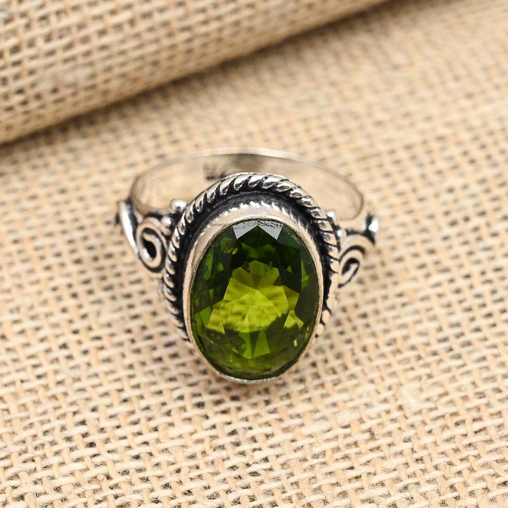 Peridot Gemstone ručne vyrábaný 925 masívny strieborný prsteň na svadobný dar
