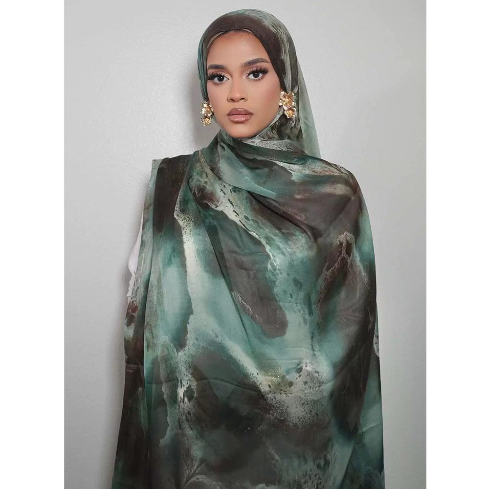 Women's High-End Lightweight Silk Print Scarf - Fashionable Cross-Border Design