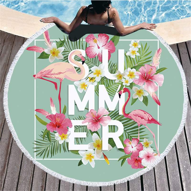 Seria Flamingi Ultra-Delikatne Włókno Ręcznik Plażowy i Mata Wewnętrzna/Zewnętrzna