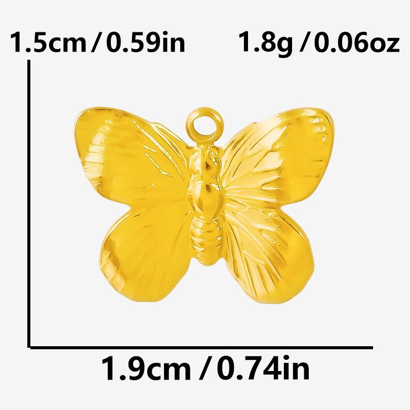 6pcs/Lot Silver/Gold Color Butterfly Animal Pendant Stainless Steel Charm For Jewelry Making Supplies Handmade Keychain Necklace