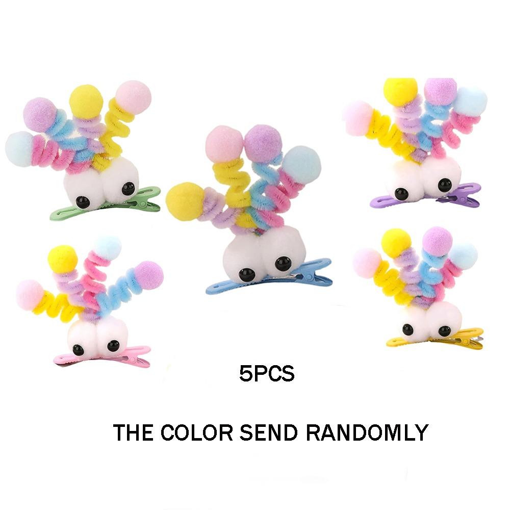 

Милые аксессуары для Дня сумасшедшей прически Плюшевые заколки-уточки Новые пушистые помпоны Заколки для волос для девочек