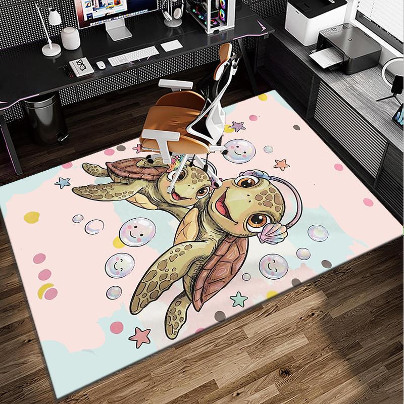 Underwater Two Sea Turtles Office Rug Chair Mat, Entryway Carpet, Suitable for Front Door, Bedroom, Living Room, Desk, Holiday Gift