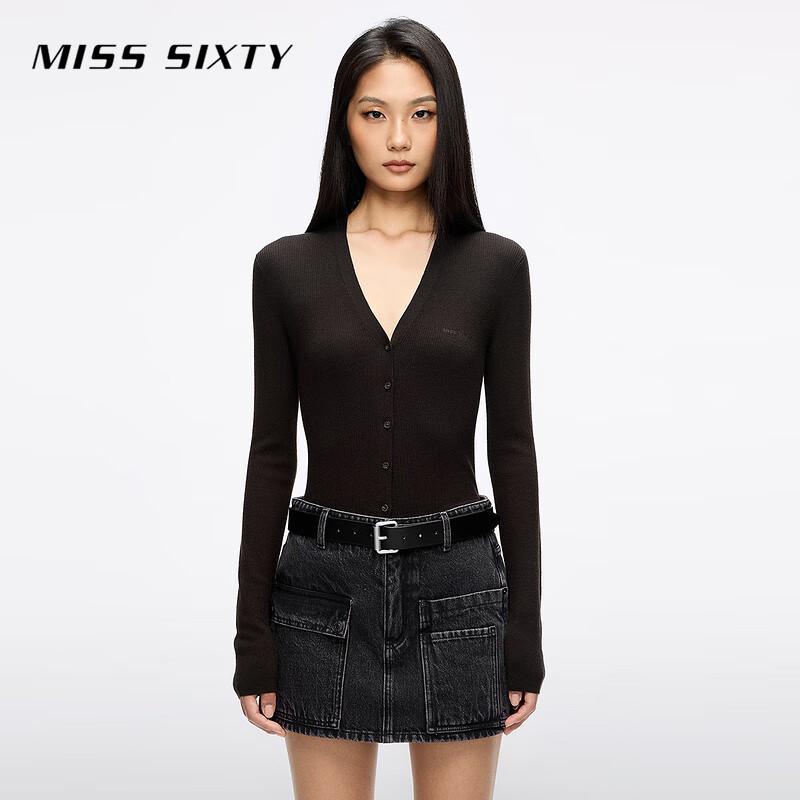 

MISS SIXTY Вязаный кардиган с V-образным вырезом из шерсти и шелка L