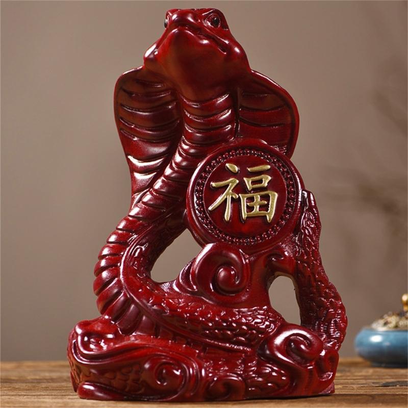 Wooden Zodiacs Snake Figurines with Bobbing Ornament Wealth Attraction 2025 Chinese Snake New Years Decoration