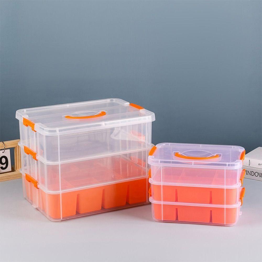 3-Schichtige Multifunktionale Aufbewahrungsbox Mehrschichtiger Transparenter Kunststoff-Organizer-Koffer Trompetenförmige PP-Box Aufbewahrungsbehälter Box