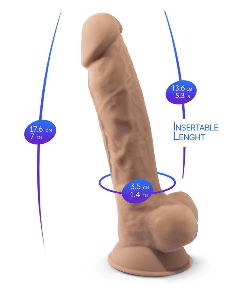 Silexd - Realistic Dildo with Veins, Glans and Testicles, Flesh Color, 18.8cm