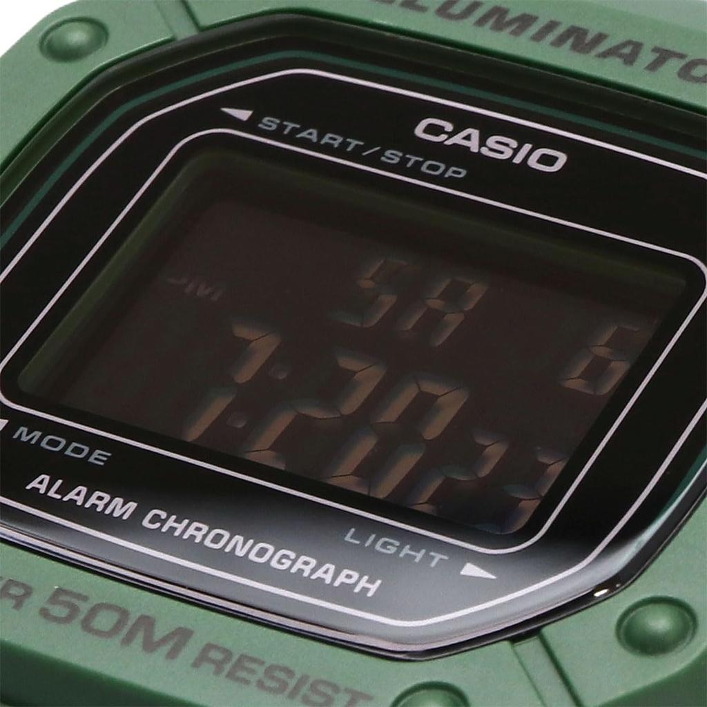 Casio Standard Digital Wristwatch W-218H-3BV for Men and Women, Deep Green, Inverted LCD, Overseas Model [Parallel Import]