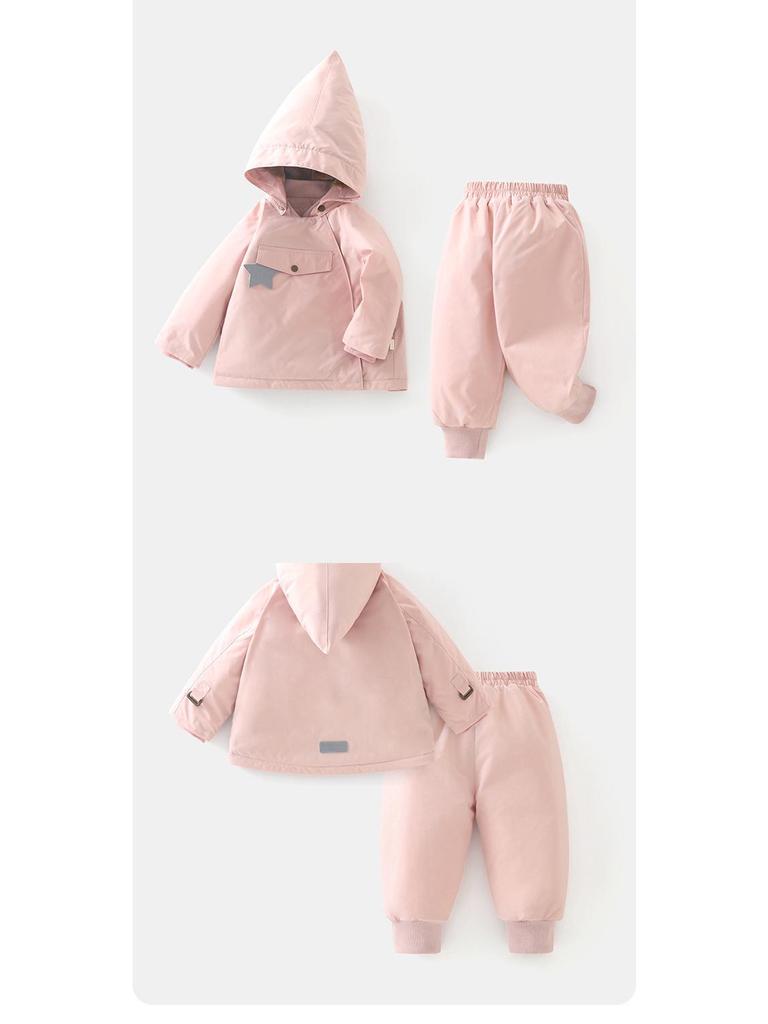 DUUDUU Baby Girl Padded Set: New 2025 Korean Style Cotton Outfit for Toddlers - Autumn/Winter.