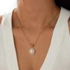 DIEYURO 316L Stainless Steel Golden Ball Pearl Pendant Classic Necklace For Women Fashion Trend Non-fading Neck Chain Jewelry