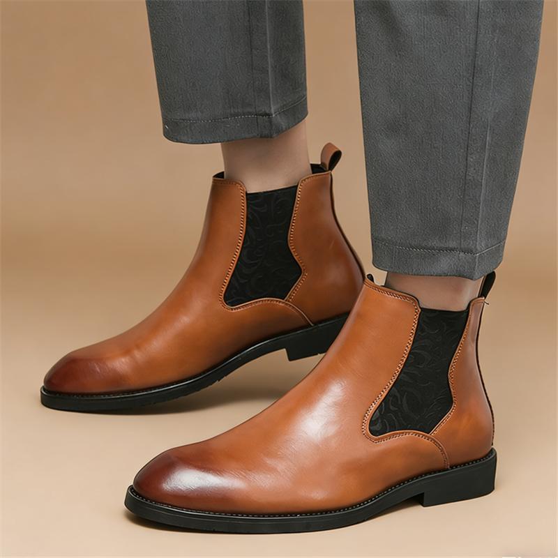 Wintermode Neue Hohe Stiefeletten Herren zum Hineinschlüpfen Chelsea Braune Knöchelhohe Stiefel Britische Marke Designer Lässige Stiefel Formelle Luxus Schuhe
