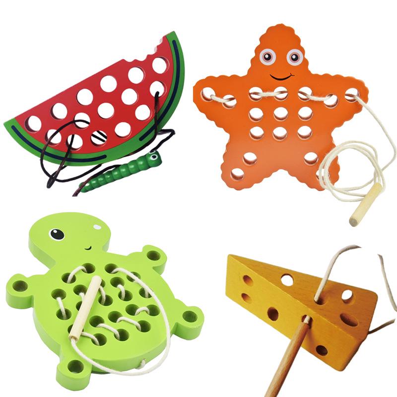 

Toddler Educational Wooden Cheese & Mouse Lacing Toy