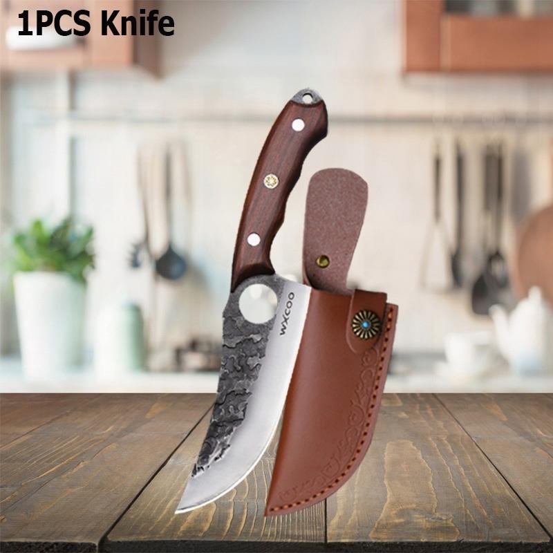 WXCOO Stainless Steel Boning Knife with Cover Butcher Sharp Hand Forged Meat Cleaver Knife for Cooking Kitchen Cutter Tools