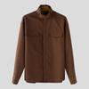 INCERUN S-5XL Men Casual Stand Neck Long Sleeve Loose Cargo Shirts Tops