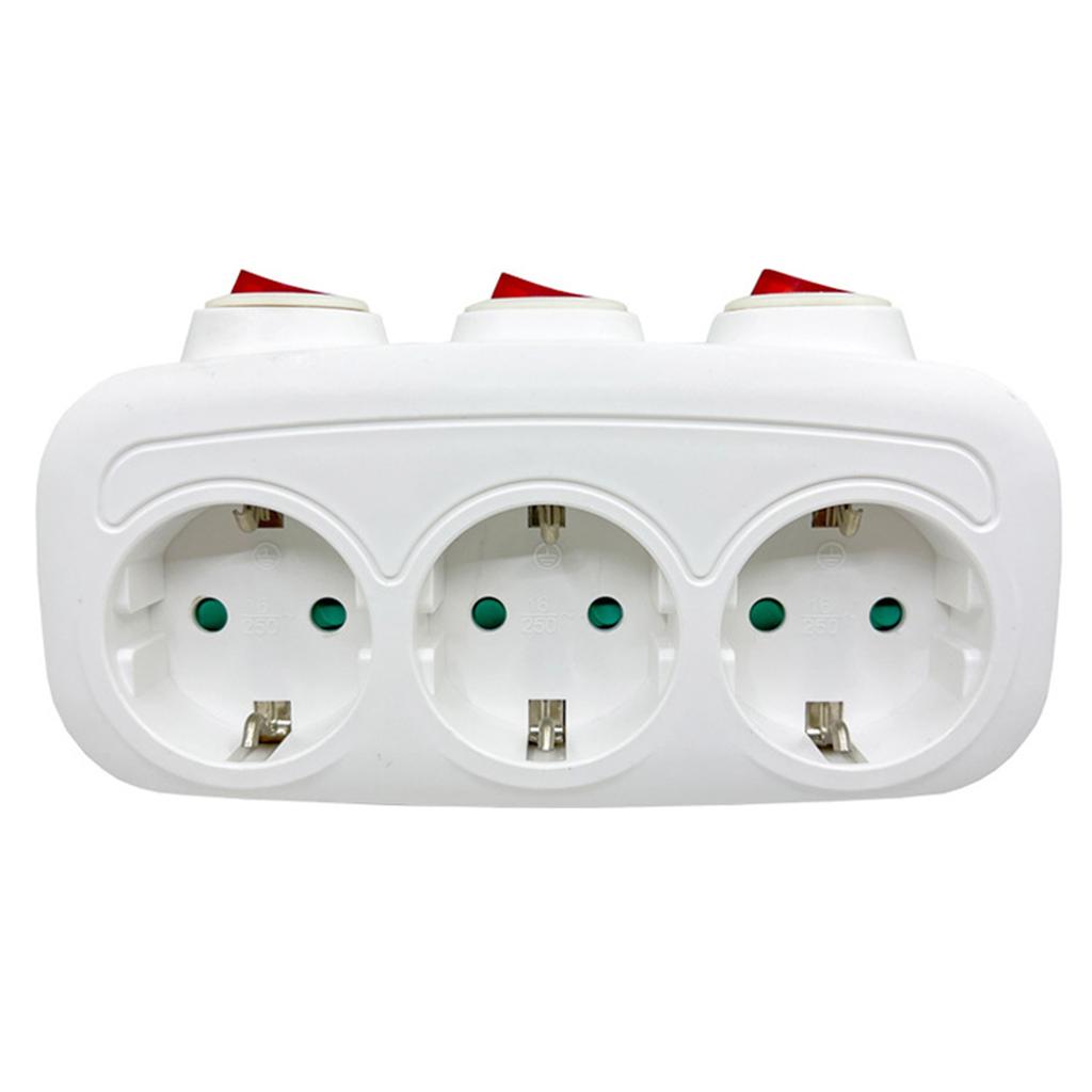 1 ks Evropská standardní zásuvka Převodník 16A/250V na 3 16A/250V 3-portový EU Napájecí adaptér s individuálními vypínači Příslušenství