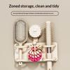 Wall-Mounted Comb Storage Rack Suction Cup Bathroom Hair Tie Holder No-Drilling Needed Hairband Holder Plastic Organizer