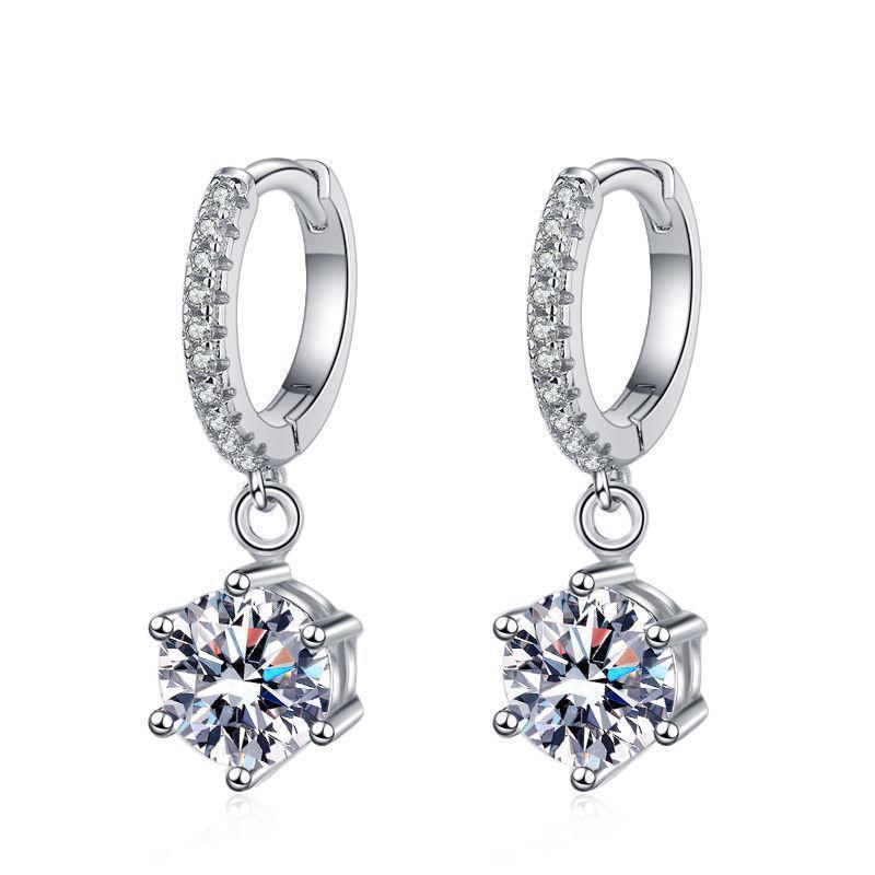 Trendy Tassel Imitation Moissanite Six-Claw 1-Carat Earrings for Women
