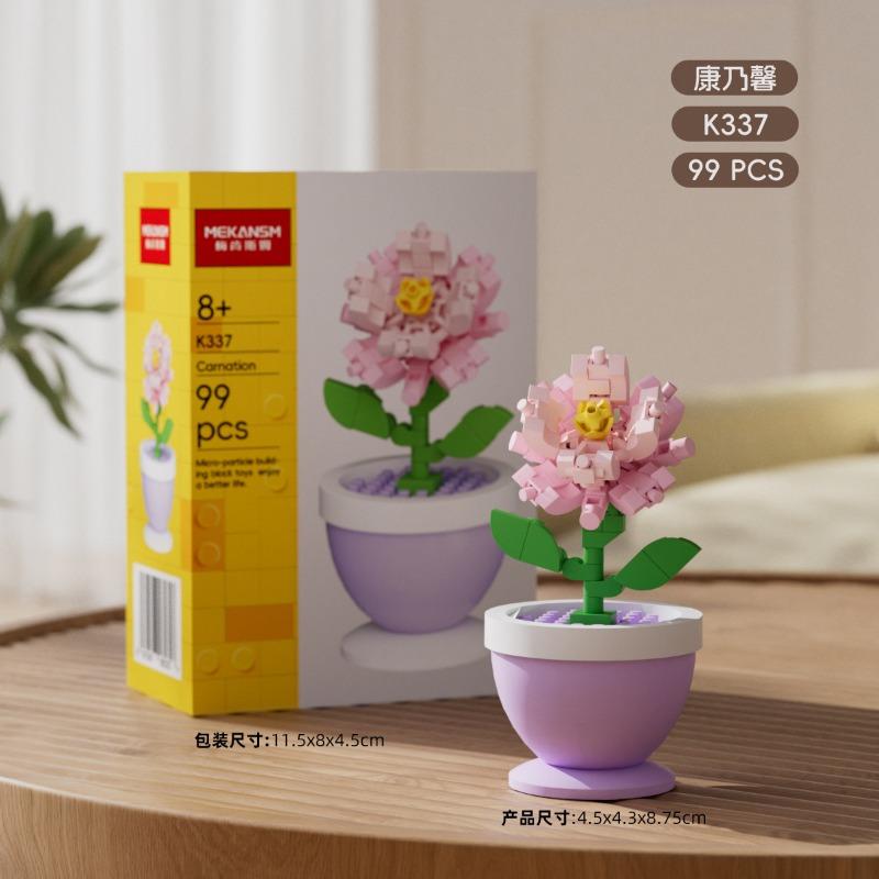 Secret Flower Language Rose Sunflower Eternal Flower Potted Ornaments Hand-assembled Building Blocks Toys Girls Gifts