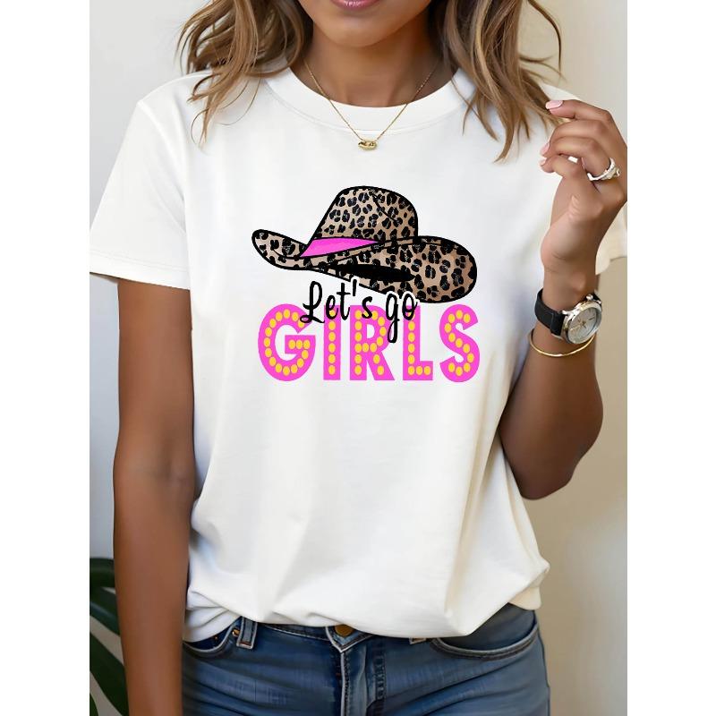 

Plus Size, Women s Plus Size Western Cowgirl T-Shirt - Retro Stretch Fit Short Sleeve Crew Neck Blouse Top with Western Style Suitable 4XL білий