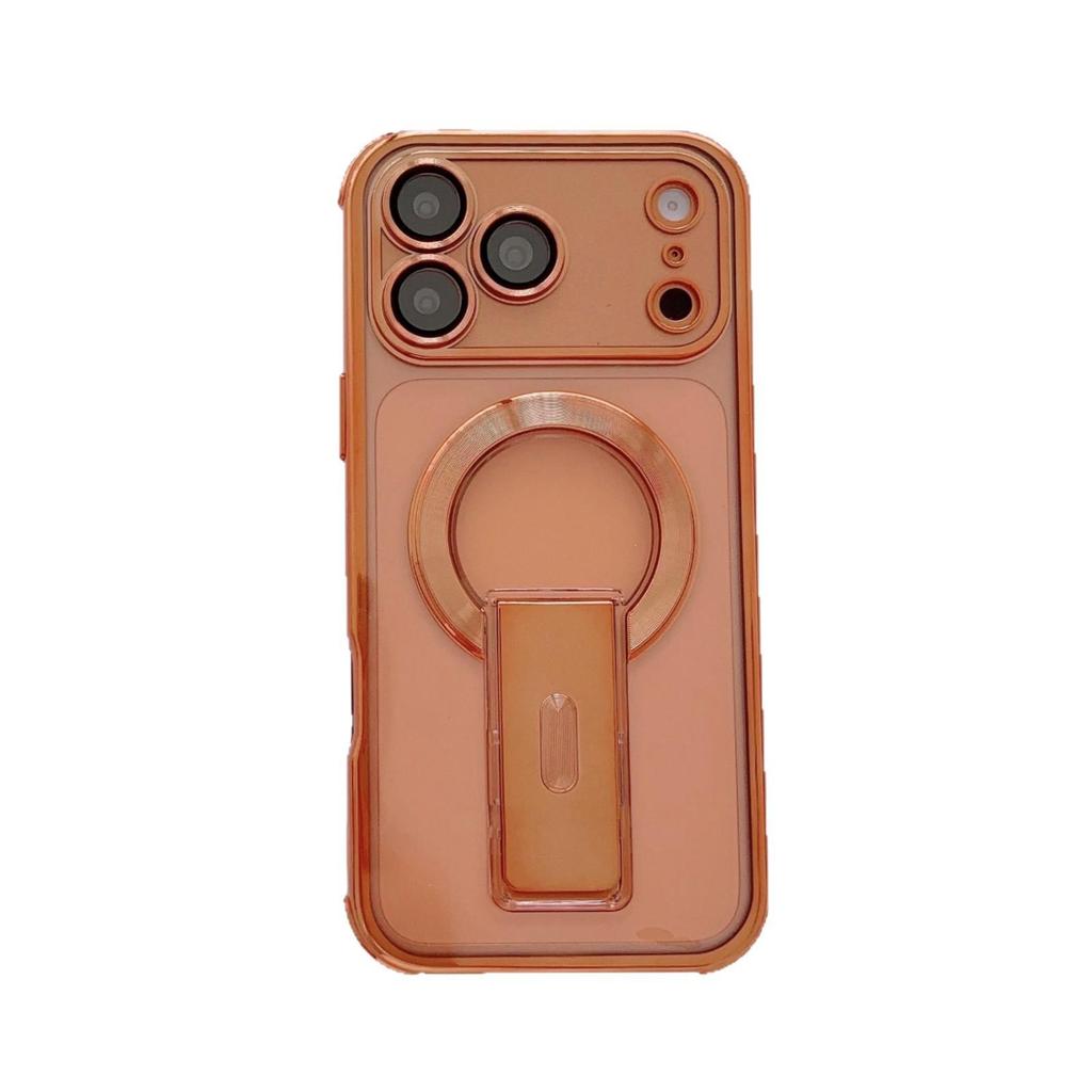 Invisible Magnetic Bracket Phone Case with Drop Protection for Apple iPhone 17 Pro Max - Electroplated Design