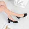 Flight Attendant Women's High Heels Square Head Thick Heel 2025 Professional Hotel Work Soft Black Work Single Shoes Comfortable Commute