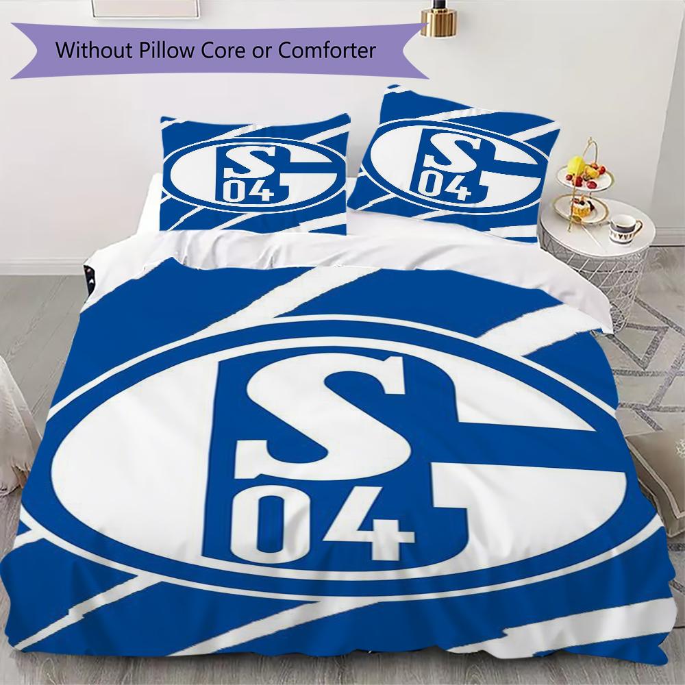 Schalke 04 Pattern Bedding,Quilt Set Quilt Cover Pillowcase Home Birthday Gift(1 * Duvet Cover + 2 * Pillowcase, Without Core)_lx
