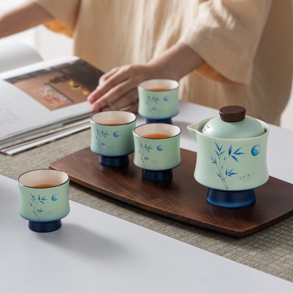 Merchandise Forbidden City Cover Bowl Kung Fu Tea Set Household High Foot Small Tea Bowl Literati Travel Tea Set Business Gift Set