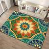 Mandala Flower Pattern Carpet with Vibrant Green and Orange Design Suitable for use as an anti-slip for living room bedroom sofas