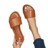 Fashion Summer Women Slippers Leather Square Toe Women Flats Flip Flops Designer Ladies Slides Sandals Women Shoes Luxury Sandals