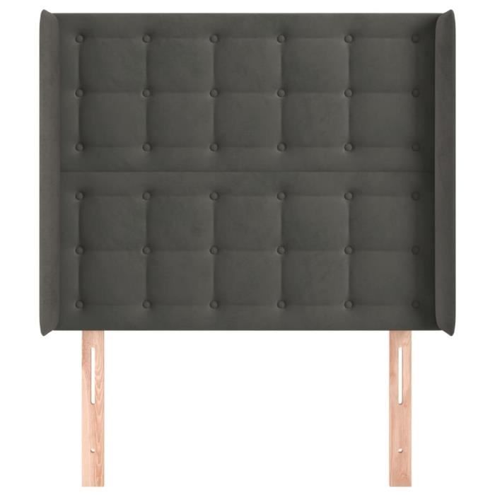 VidaXL Tête de lit avec oreilles Gris foncé 83x16x118-128 cm Velours3120045