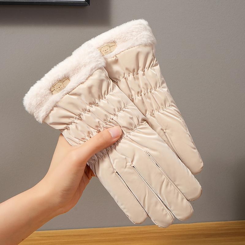 Utomhus Skidhandskar Vattenavvisande Kvinnliga Studenter I Björn Pekskärm Cykling Köldtåliga