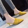 Women's Slippers New Women's Outer Wear Retro Half Slippers Bag Head High Heel Stiletto Retro