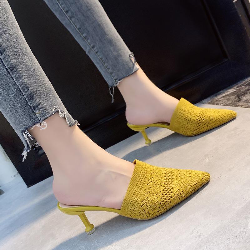 Women's slippers new women's outer wear retro half slippers bag head high heel stiletto retro