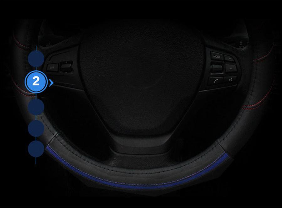 2018 New Genuine Leather Leather Car Steering Wheel Cover Auto Accessories Car Styling Size 38Cm