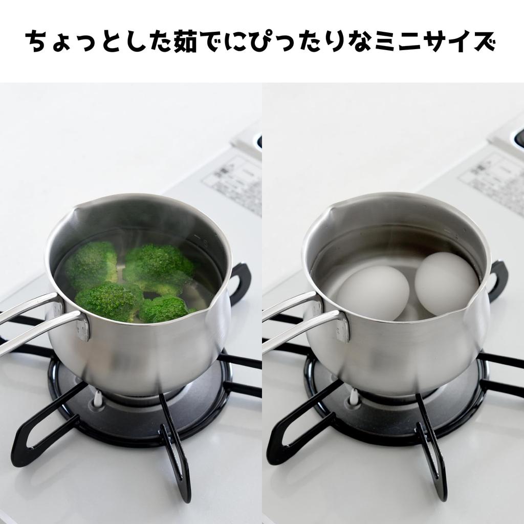 ERNEST In 11cm Milk Pan with Measuring Only Stainless Steel Mini a Favorite Brand of Major [Made Japan] 0.8L Cup, Gas-Stove (Ippinbutsuso Multi-Pot)