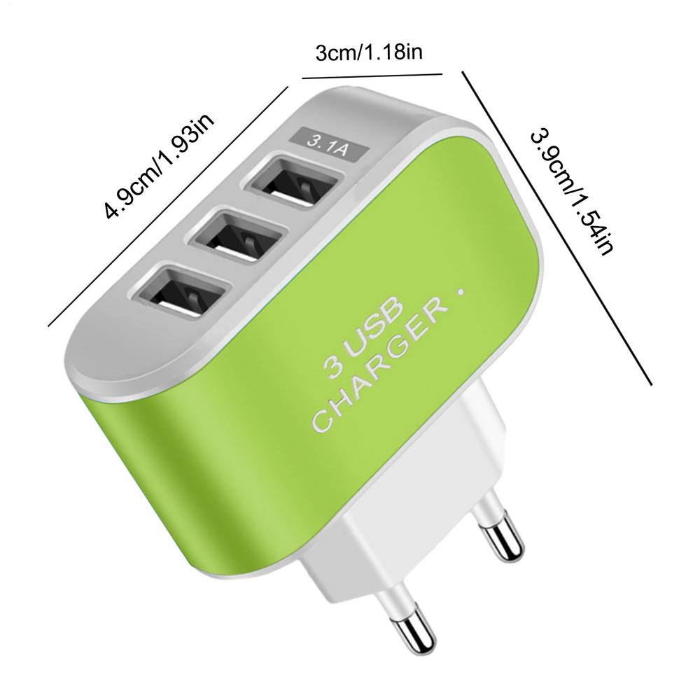 USB Charger Block Multiple Ports 3 Ports Wall Adapter Portable Charger Glowing Intelligent USB Plug For Smartphone EU Plug
