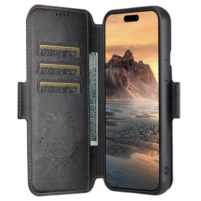 SUTENI Q-06 Für iPhone 16 Pro Hülle Farbliche Spleißung Magnetisch Abnehmbare Leder Handyhülle