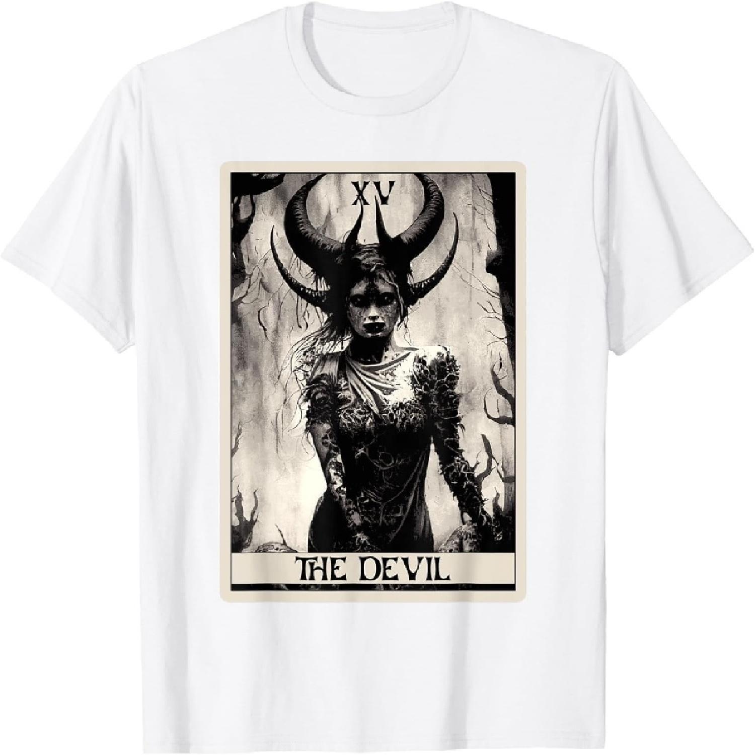 Оккультное Темное Искусство Ужас Карта Таро Дьявол Футболка S
