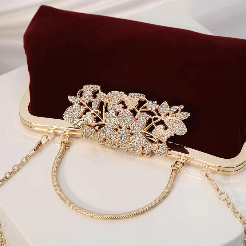 Modische Damen-Handtasche Diamant-Design Zarte Abendtaschen Dinner Jubiläum Hochzeitsfeier Clutch-Taschen mit langer Kette