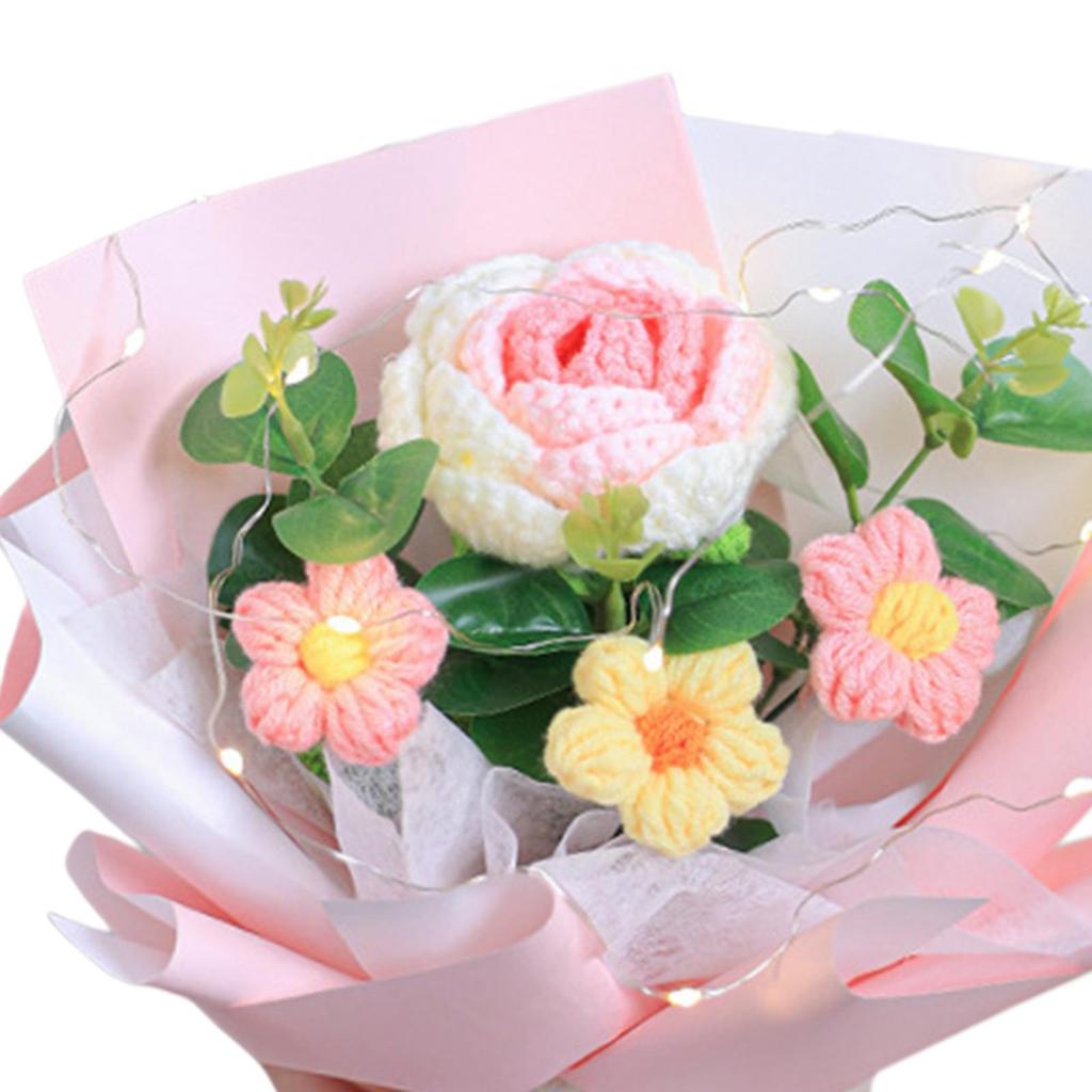 Crochet Flower Bouquet Already Made Summer for Home Anniversary Wedding