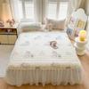 Sleep grid bed skirt style cool silk cooling mat three piece set