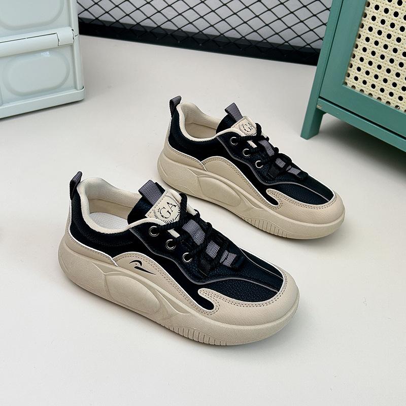 Women's Casual Platform Sneakers Anti-Slip Comfortable PU Leather Running Walking Shoes Lightweight Chunky Lace-Up Sneakers Tennis Shoes for Women